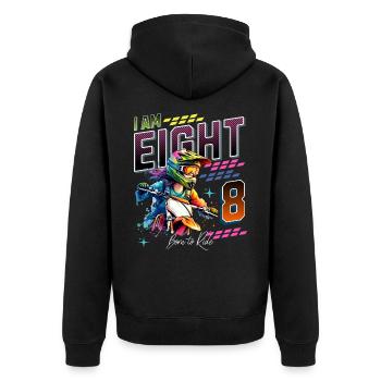 8e anniversaire des filles de motocross - Veste à capuche bio Premium Unisexe - noir - Dos - Nico (187cm)