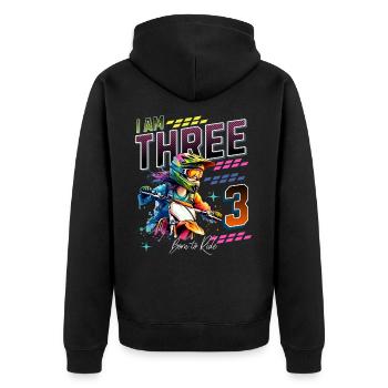 3e anniversaire des filles de motocross - Veste à capuche bio Premium Unisexe - noir - Dos - Nico (187cm)