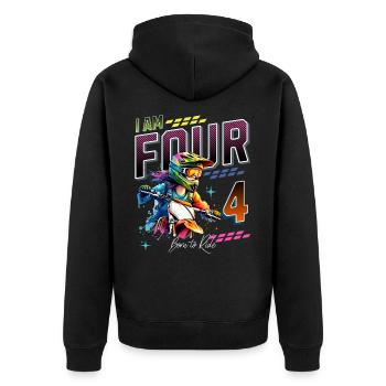 4ème anniversaire des filles de motocross - Veste à capuche bio Premium Unisexe - noir - Dos - Nico (187cm)