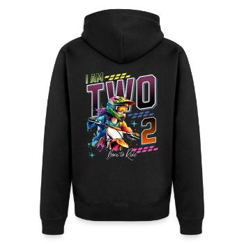 Filles de motocross 2e anniversaire - Veste à capuche bio Premium Unisexe - noir - Dos - Nico (187cm)