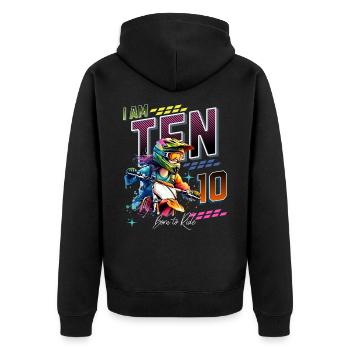 10e anniversaire des filles de motocross - Veste à capuche bio Premium Unisexe - noir - Dos - Nico (187cm)
