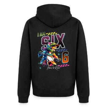 Filles de motocross 6ème anniversaire - Veste à capuche bio Premium Unisexe - noir - Dos - Nico (187cm)