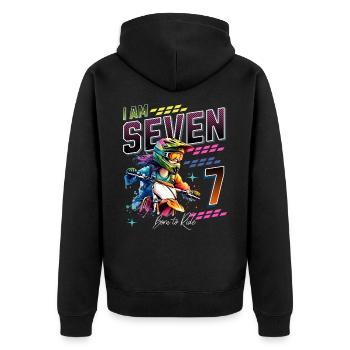 7ème anniversaire des filles de motocross - Veste à capuche bio Premium Unisexe - noir - Dos - Nico (187cm)