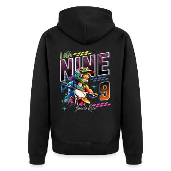9e anniversaire des filles de motocross - Veste à capuche bio Premium Unisexe - noir - Dos - Nico (187cm)
