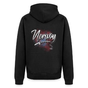 Norwegen Angeln Angler Fischen - Unisex Premium Bio Zip Hoodie - Schwarz - Hinten - Nico (187cm)