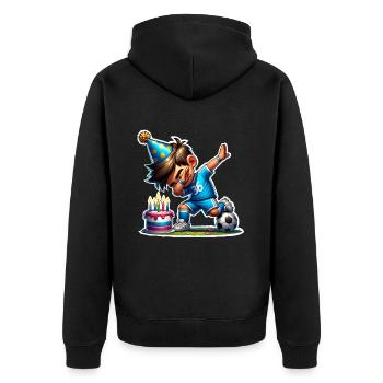 Football Dabbing Birthday Kids - Unisex Premium Organic Zip Hoodie - black - Back - Nico (187cm)