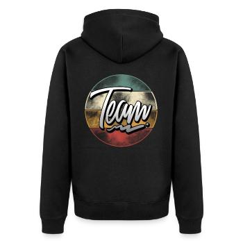 team - Unisex Premium Organic Zip Hoodie - black - Back - Nico (187cm)