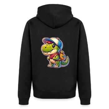 Dinosaur School Enrollment Dino T Rex - Unisex Premium Organic Zip Hoodie - black - Back - Nico (187cm)