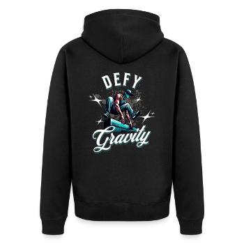 Parkour - Unisex Premium Bio Zip Hoodie - Schwarz - Hinten - Nico (187cm)