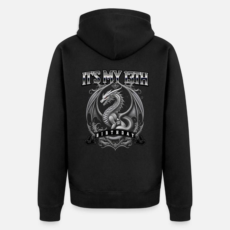 Dragon 13e anniversaire Dragon - Veste à capuche bio Premium Unisexe - noir