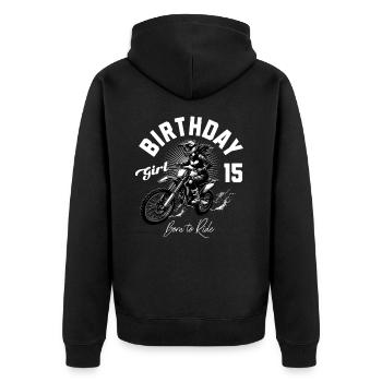 Motocross Birthday Girl 15th Birthday Women - Unisex Premium Organic Zip Hoodie - black - Back - Nico (187cm)
