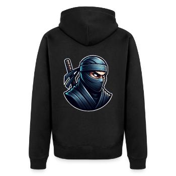 Ninja - Unisex Premium Organic Zip Hoodie - black - Back - Nico (187cm)