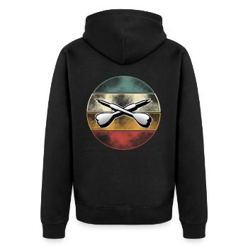 Dartpfeile Dart Darten Darts - Unisex Premium Bio Zip Hoodie - Schwarz - Hinten - Nico (187cm)