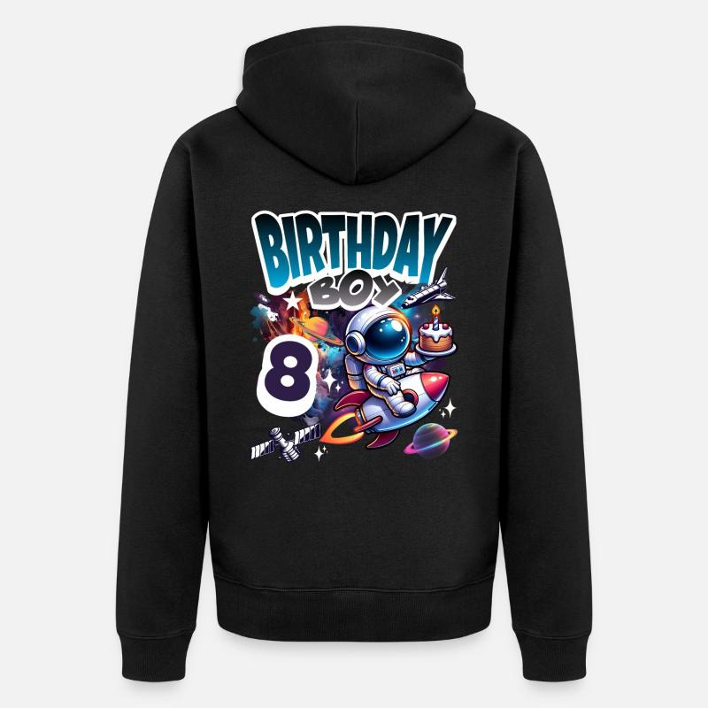 Astronaute 8e anniversaire Espace - Veste à capuche bio Premium Unisexe - noir