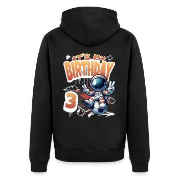 Graffiti astronaute 3ème anniversaire - Veste à capuche bio Premium Unisexe - noir - Dos - Nico (187cm)