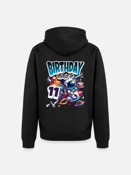Astronaut 11th Birthday Space - Unisex Premium Organic Zip Hoodie - black