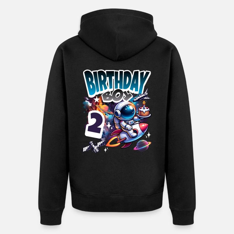 Astronaute 2e anniversaire Espace - Veste à capuche bio Premium Unisexe - noir