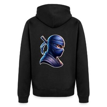 Ninja - Unisex Premium Organic Zip Hoodie - black - Back - Nico (187cm)