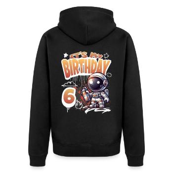 Graffiti astronaute 6ème anniversaire - Veste à capuche bio Premium Unisexe - noir - Dos - Nico (187cm)
