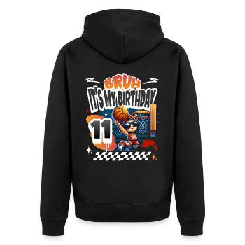 11e anniversaire de basket-ball - Veste à capuche bio Premium Unisexe - noir - Dos - Nico (187cm)