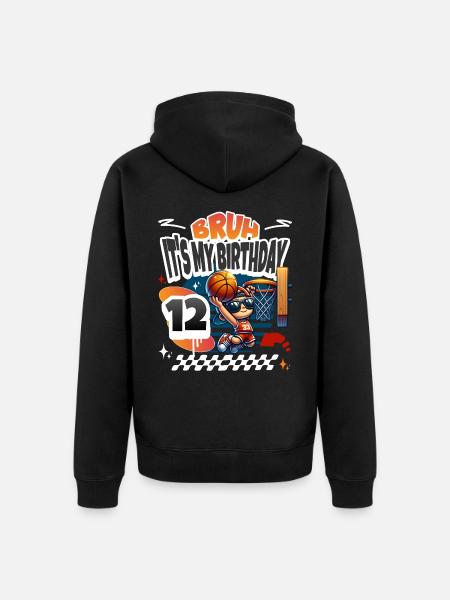 Basketball 12th Birthday - Unisex Premium Organic Zip Hoodie - black