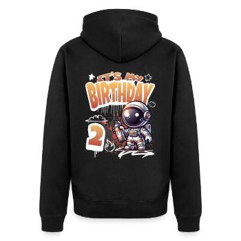 Graffiti Astronaut 2nd Birthday - Unisex Premium Organic Zip Hoodie - black - Back - Nico (187cm)