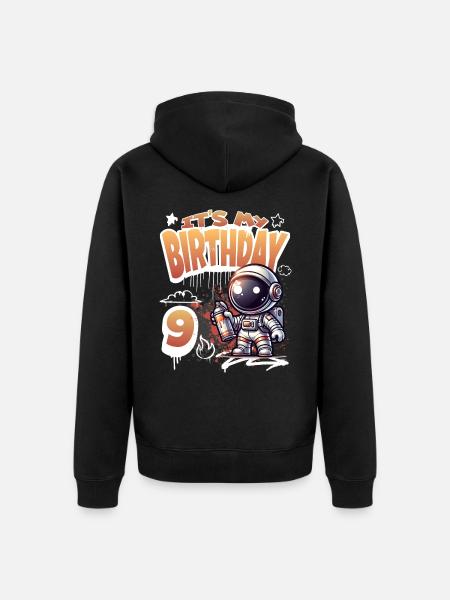 Graffiti Astronaut 9th Birthday - Unisex Premium Organic Zip Hoodie - black