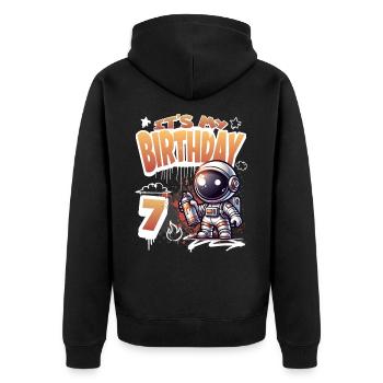 Graffiti astronaute 7e anniversaire - Veste à capuche bio Premium Unisexe - noir - Dos - Nico (187cm)