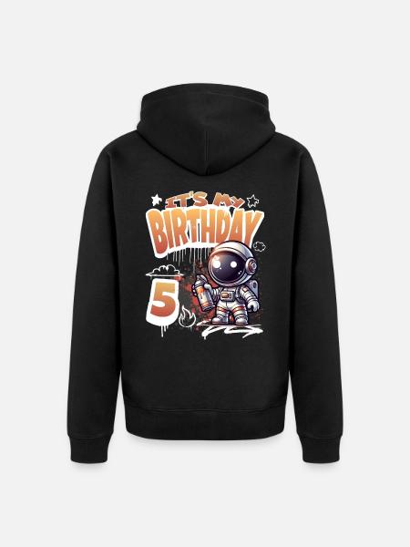 Graffiti Astronaut 5th Birthday - Unisex Premium Organic Zip Hoodie - black