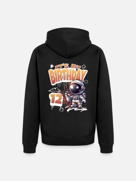 Graffiti astronaute 12e anniversaire - Veste à capuche bio Premium Unisexe - noir