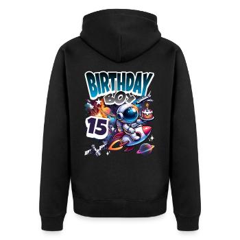 Astronaut 15th Birthday Space - Unisex Premium Organic Zip Hoodie - black - Back - Nico (187cm)