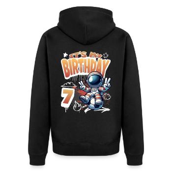 Astronaute de football 7e anniversaire - Veste à capuche bio Premium Unisexe - noir - Dos - Nico (187cm)