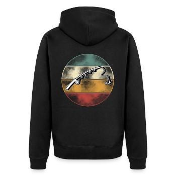 Angeln Angler Fischen - Unisex Premium Bio Zip Hoodie - Schwarz - Hinten - Nico (187cm)