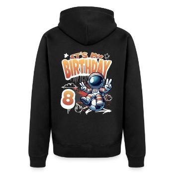 Astronaute de football 8e anniversaire - Veste à capuche bio Premium Unisexe - noir - Dos - Nico (187cm)
