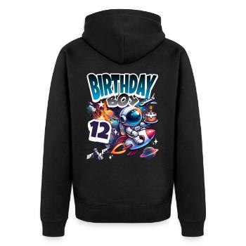 Astronaut 12th Birthday Space - Unisex Premium Organic Zip Hoodie - black - Back - Nico (187cm)