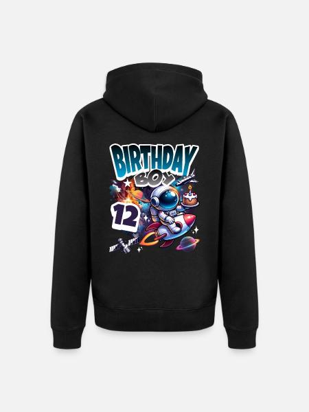 Astronaut 12th Birthday Space - Unisex Premium Organic Zip Hoodie - black