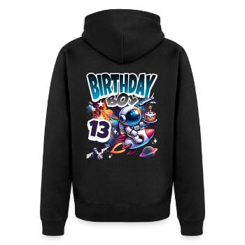 13e anniversaire de l’astronaute Espace - Veste à capuche bio Premium Unisexe - noir - Dos - Nico (187cm)