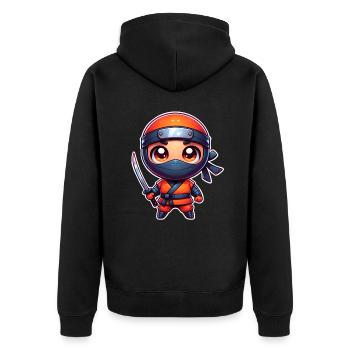 Ninja - Unisex Premium Organic Zip Hoodie - black - Back - Nico (187cm)