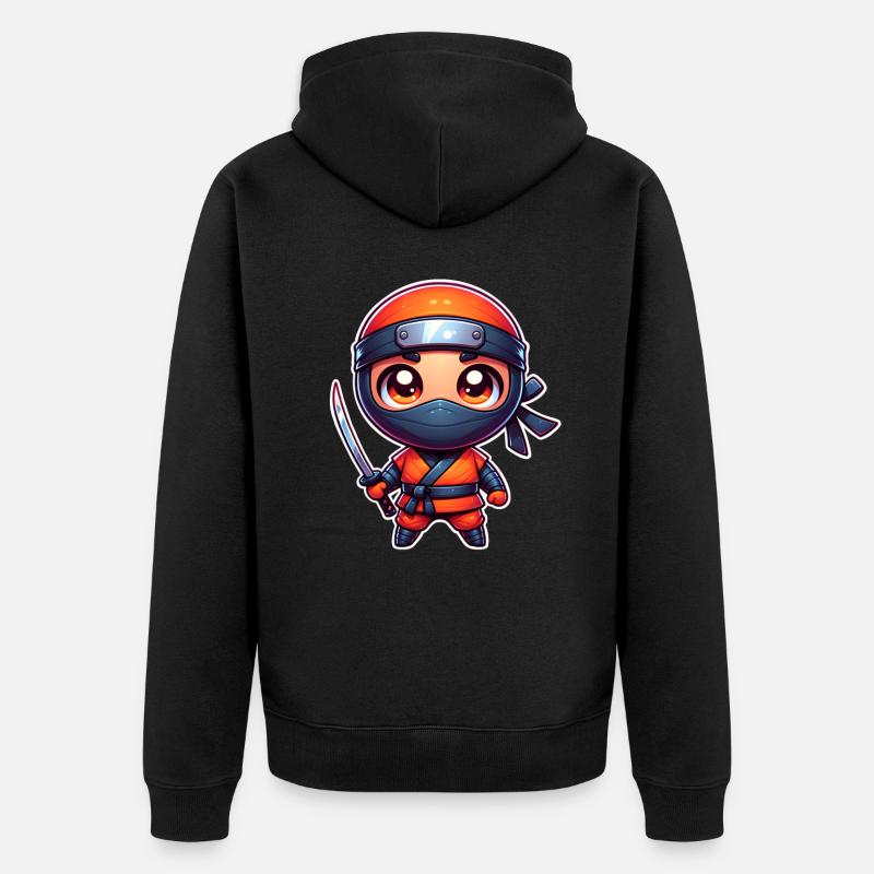Ninja - Unisex Premium Bio Zip Hoodie - Schwarz