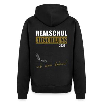 Abschluss 2025 Realschule - Unisex Premium Bio Zip Hoodie - Schwarz - Hinten - Nico (187cm)