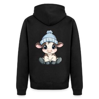 Vache mignonne, bébé enfants mignons, animal veau dessin animé - Veste à capuche bio Premium Unisexe - noir - Dos - Nico (187cm)