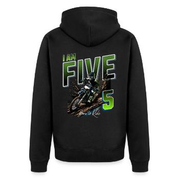 5e anniversaire de motocross - Veste à capuche bio Premium Unisexe - noir - Dos - Nico (187cm)