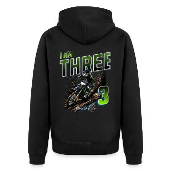 3e anniversaire de motocross - Veste à capuche bio Premium Unisexe - noir - Dos - Nico (187cm)