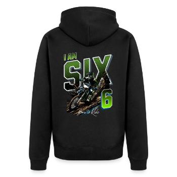 6e anniversaire de motocross - Veste à capuche bio Premium Unisexe - noir - Dos - Nico (187cm)