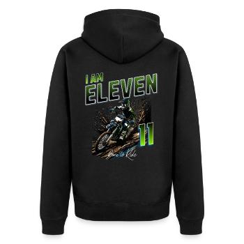 11e anniversaire de motocross - Veste à capuche bio Premium Unisexe - noir - Dos - Nico (187cm)
