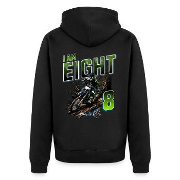Motocross 8th Birthday - Unisex Premium Organic Zip Hoodie - black - Back - Nico (187cm)