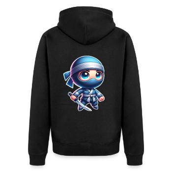 Ninja - Unisex Premium Organic Zip Hoodie - black - Back - Nico (187cm)