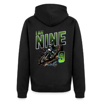 Motocross 9th Birthday - Unisex Premium Organic Zip Hoodie - black - Back - Nico (187cm)