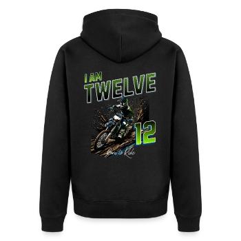 Motocross 12th Birthday - Unisex Premium Organic Zip Hoodie - black - Back - Nico (187cm)