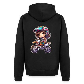 Motocross Filles - Veste à capuche bio Premium Unisexe - noir - Dos - Nico (187cm)